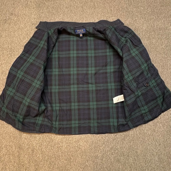 Vtg Polo Ralph Lauren Men's Navy 90's Zip Up Harrington Jacket Plaid Lined M - Picture 8 of 13